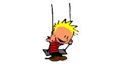 Calvin fait de la balançoire. C'est beau, une balançoire.